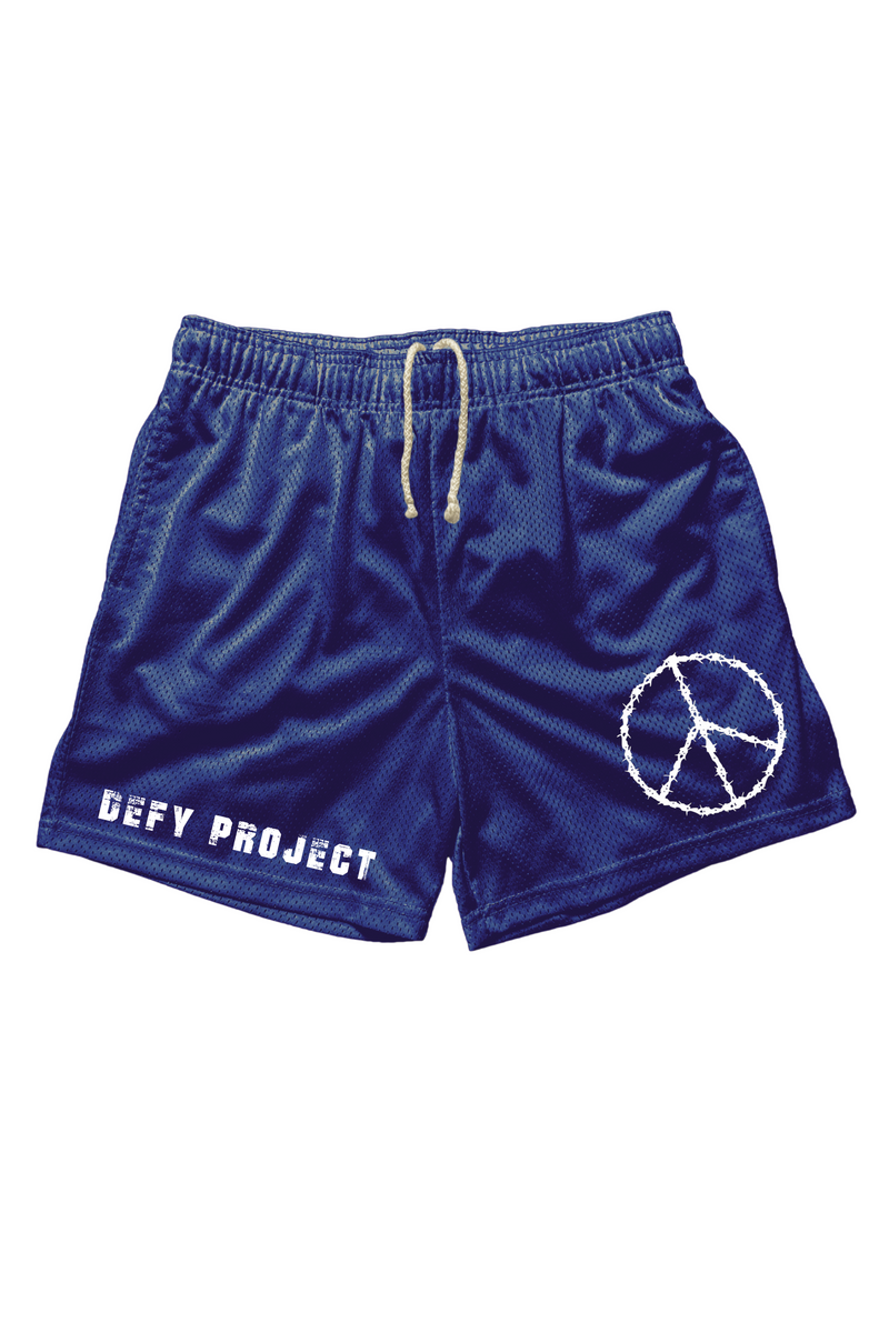 NAVY PEACE MESH SHORTS